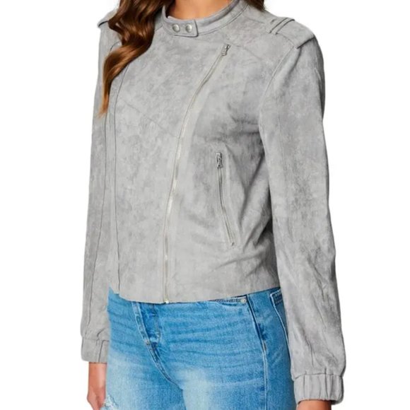 Blank NYC Women's Faux Suede Moto Bomber - Picture 6 of 7